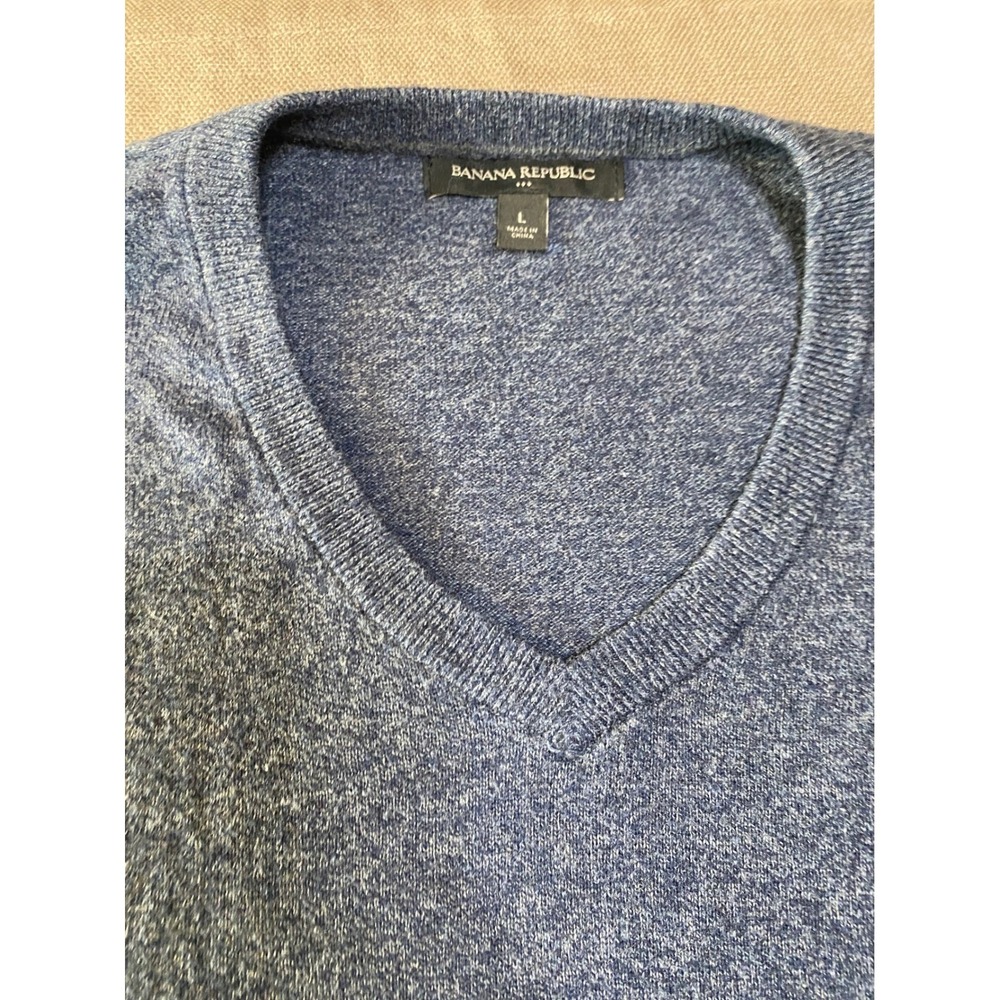 Banana Republic Mens Blue V Neck Long Sleeve‎ Sweater Size Large - Picture 9 of 10
